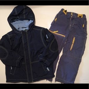 Mini Boden Fleece Anorak Lined Slate Pants 5-6 Y